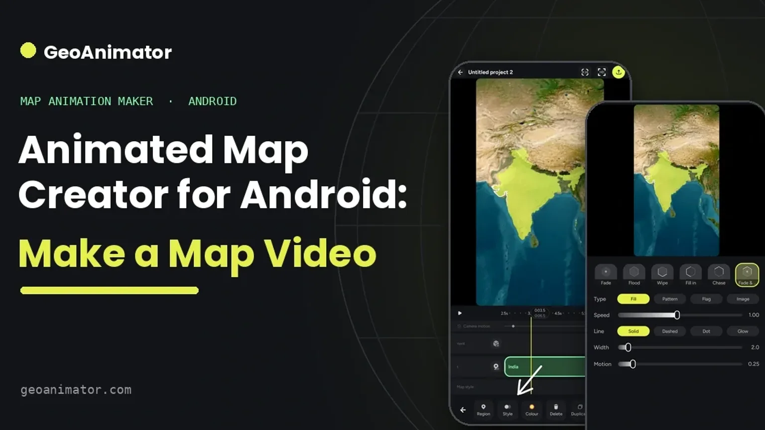 Creating an animated map video on Android using a map animation creator to visualize travel routes and journeys.